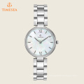 Relógio de quartzo de aço inoxidável casual mulheres, cor: prata-tonificado 71215